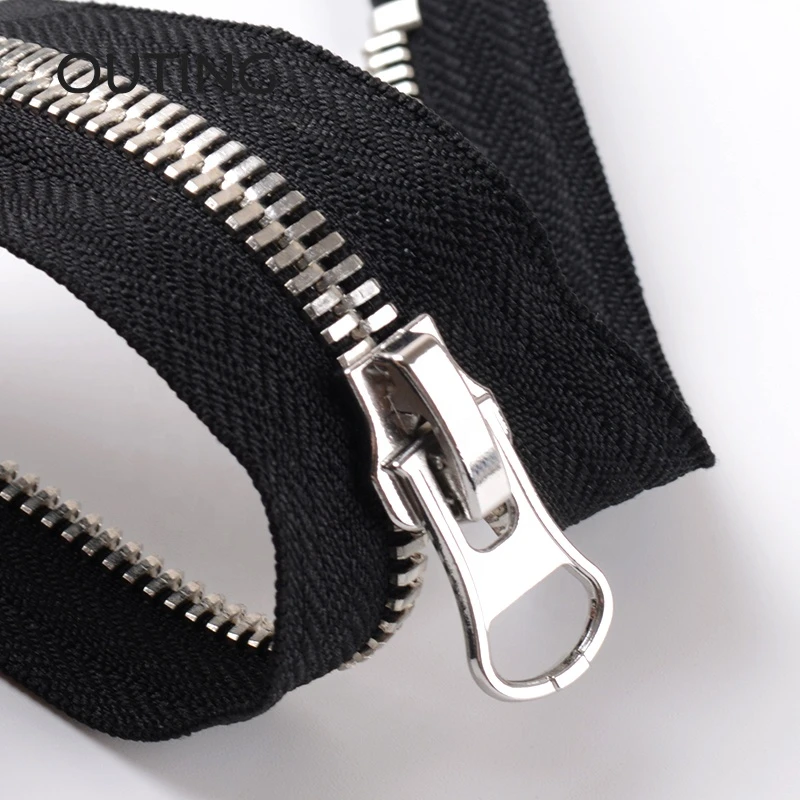 8# Metal brass zipper, Shiny Silver, garment accessories, Customized