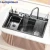 Import 88cm Big Size 304 Stainless Steel Kitchen Sink Set Luxury High Tech Multi Function Smart Waterfall Kitchen Sink Unit from China