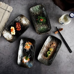 8inch Japanese Blue Sushi Dishes Stone Grain Ceramic Rectangular Porcelain Plate