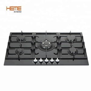 8mm Thickness tempered glass panel built in 5 burner gas cooktop