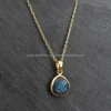 925 Sterling Silver Labradorite Gemstone Gold Vermeil Handmade Pendant Necklace