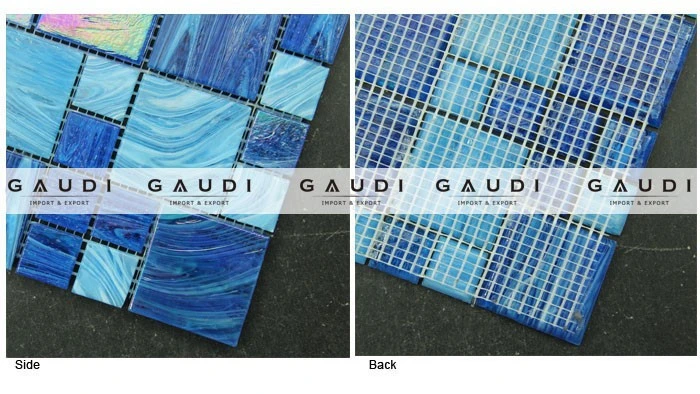 A10073 iridescent glass mosaic pool tiles from Gaudi