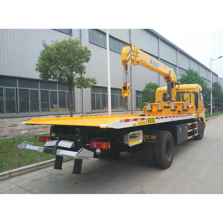 Accident Car Recovery Flat Beb Body 8 Ton Knuckle Crane Truck Wrecker Rollback Tow Truck