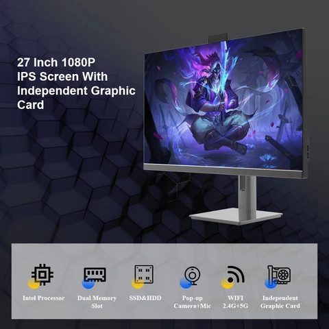 Buy Adjustable Base 27 Inch 1920*1080 Pixels Screen Black White Color ...
