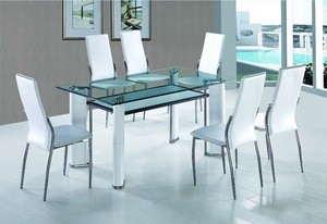 adjustable big size new mirror extendable glass dining table for hotel