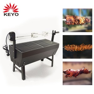 Adjustable length 3 rods renewal Portable electrical BBQ rotisserie 7 pieces bbq grill motor