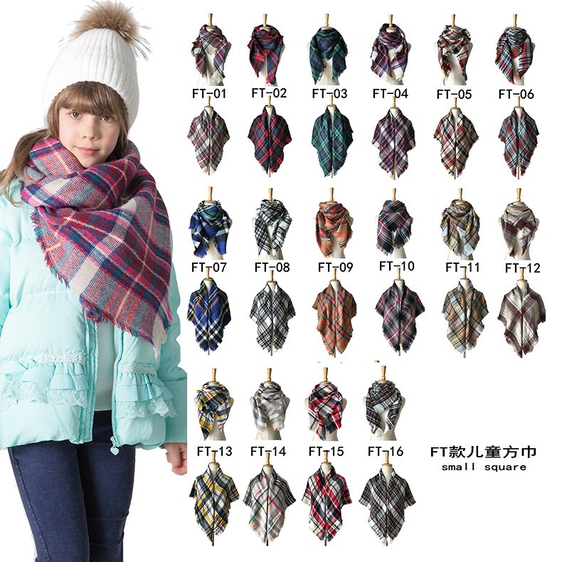 American Style autumn and winter new cashmere children&#x27;s colorful camel plaid scarves blanket scarf shawl