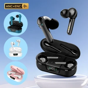 ANC TWS Wireless Earbuds Active Noise Cancelling In Ear Headphones LED Digital Screen Bluetooth Earphones with 4 MIC ENC