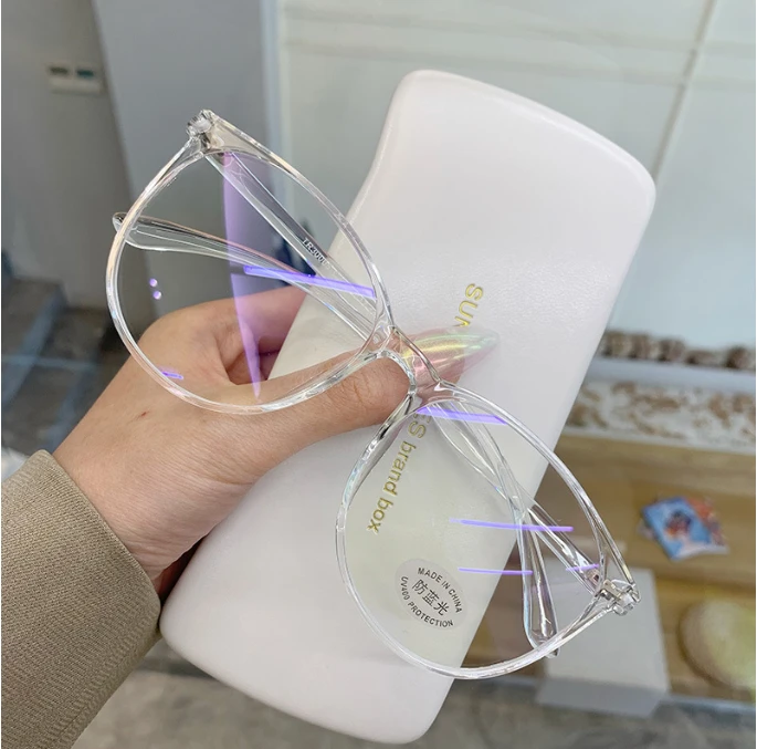 Anti Blue Light Round Computer Designer Glasses Frame Eyeglasses Women