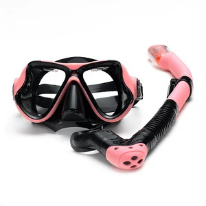 anti fog film tempered glass lens silicone skirt head strap swimming free diving snorkeling set diving mask and snorkel set