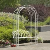 antique cream iron garden bench arch with arbour