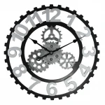 Antique rustic 3d wood gear wall clock