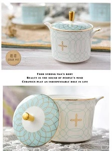 Artistic Creative Bone China Coffee Sets Ceramic Gold Tea Cup And Tea Pot Set