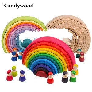 Baby Toys Large Rainbow Stacker Wooden Toys For Kids Creative Rainbow Building Blocks Montessori Educational Toy Children