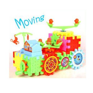 Battery operated 81pcs plastic funny educational square cube toy building blocks for DIY racing car