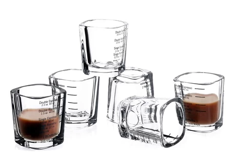 BCnmviku Espresso Shot Glasses Measuring Cup Liquid Heavy Glass for Baristas 2OZ 6OML for Single Shot of Ristrettos