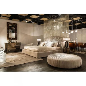 Bedroom Furniture Luxury King Size Bed, Modern Leather Bedroom Sets