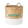 Best selling basket White base Water Hyacinth round shape and rope handle