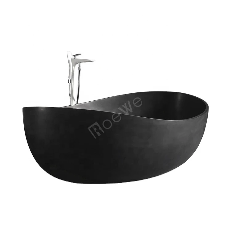 black acrylic bathtub solid surface bath tub matt artificial stone bathtub freestanding composite stone resin tub