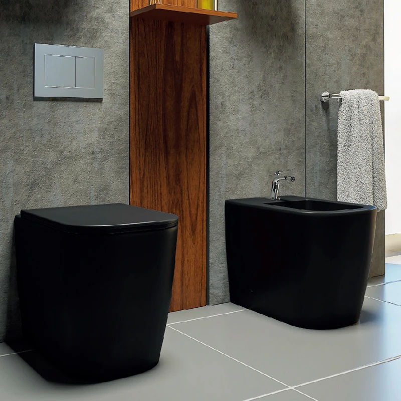 black floor wc inodoro one piece rim system  sanitary  grey cement vaso sanitario square  wand closet  with hidden cistern tank