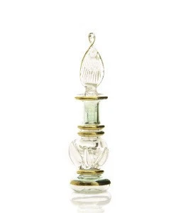 Blown Crystal Glass Attar Bottle with Real Gold Decoration- Oil Perfume