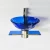 Import Blue glass wash basin designs glass vessel sink with stainless steel stand YX-C1906117 from China