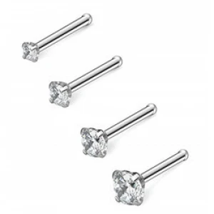 Body Jewelry CZ Clear  Nose Rings Nose Bone Straight Studs 20G Body Piercing Jewelry Fresh Stock Fast Shipping