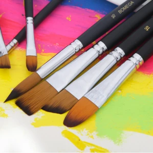 BOMEIJIA 9Pcs Artist Paint Brush Round Pointed Flat Oblique Art Paint Brushes For Oil Watercolor Acrylic Painting Art Supplies