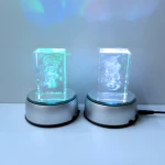 BOSHI Silver plastic led light base for display with crystal rotary  led base