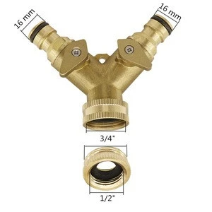 Brass 1/2&quot; to 3/4&quot; Female Thread Y Shape Ball Valve Two Way Water Splitter With Valve Plumbing Pipe Fittings Connector Adapters