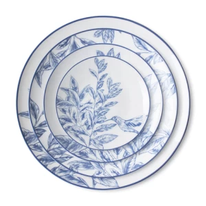 British Rural Style Ceramic Kitchen Dishes Plate Wedding Blue Dinnerware Sets Fine Bone China Porcelain Dinner Set
