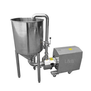 BRL pipe high shear rotor-stator water powder mixing machine emulsifier mixer with hopper and wheels