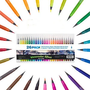 Brush Marker Pens Colored Pens Script Paintbrush for Calligraphy with 1 Water Paintbrush Felt Tip Pen