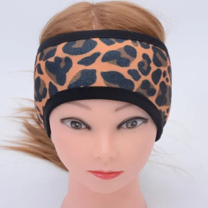 C14 Fleece Leopard Wide Turban Headwrap Hair Accessories Women Hairband Fashion Sport Headband Soft Elastic Running Headwear