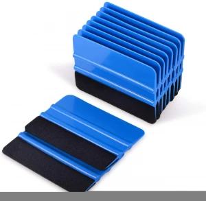 Car Vinyl Scraper Decal Applicator Tool with Black Fabric Felt Edge with Blue PP Scrape Felt Edge Squeegee