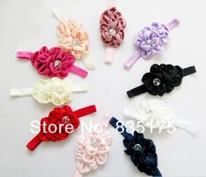 CF 0761 Top newborn headwear rhinestone satin DIY folded cloth elastic baby headband