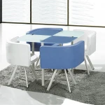 Cheap Classic 4 Chairs Modern Fiber Glass Top Dining Table Set/Dining Table and Chairs