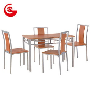 Cheap classic MDF top steel pipes furniture dining room sets