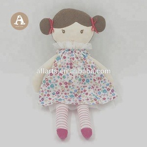 china handmade custom girl cloth fabric plush baby cheap 100% polyester plush fabric soft rag doll
