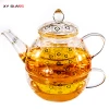 Christmas gift hot selling golden decal borosilicate glass tea for one pot set