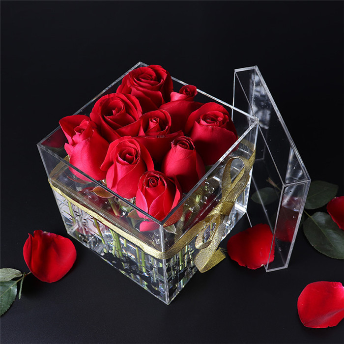 Buy Clear Acrylic Rose Box Stabilized Eternal Rose Preserved Flower ...
