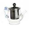 Clear glass teapot with Removable stainless steel infuser for loose leaf tea With a pot handle to prevent burns