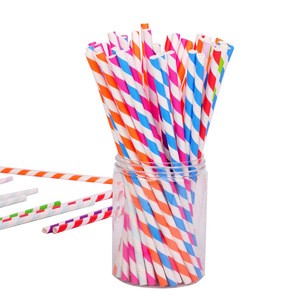 Colorful paper straws rainbow striped wholesale bubble tea drinking paper straws