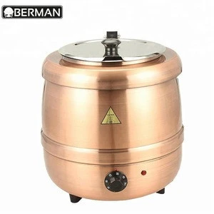 Commercial kitchen equipments 10L copper food warmer pot,round heating soup kettle,soup tureen set
