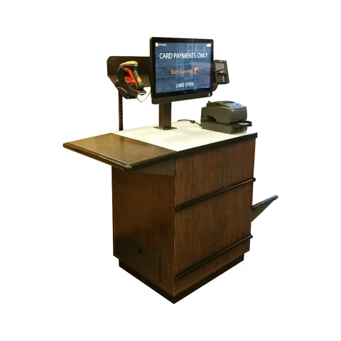 Commercial modern design powder coat wooden cashier small retail supermarket pos checkout counter