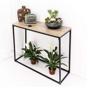 Console Display Table Hallway Occasional Sofa Table Entry Furniture Vintage Style Wood Look Metal Frame