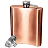 Copper Plated Stainless Steel 8 Ounce Hip Flask with Filling Funnel
