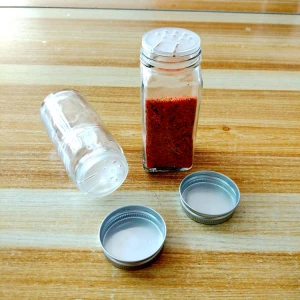 Custom 4 oz 120ml square or round glass spice jar with inner plastic shaker lids