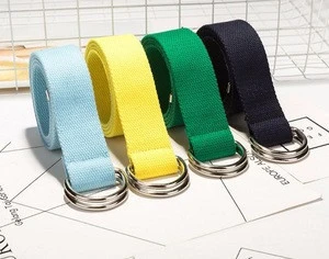 custom colorful Double D-ring buckles canvas fabric belt