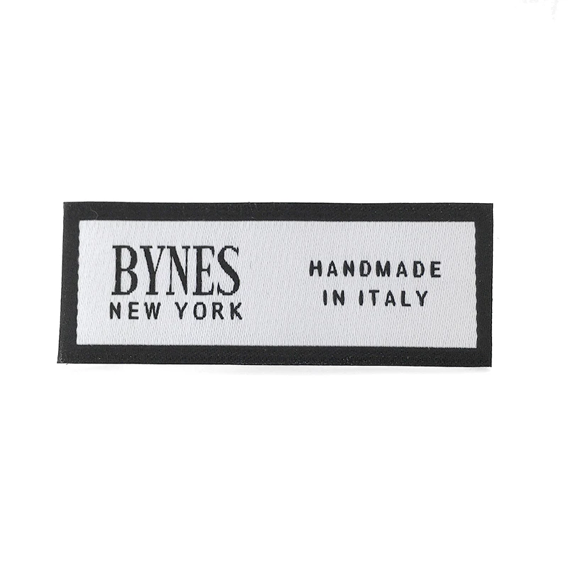 Custom Private Brand Black and White Satin Woven Damask Clothes Clothing Label Tags